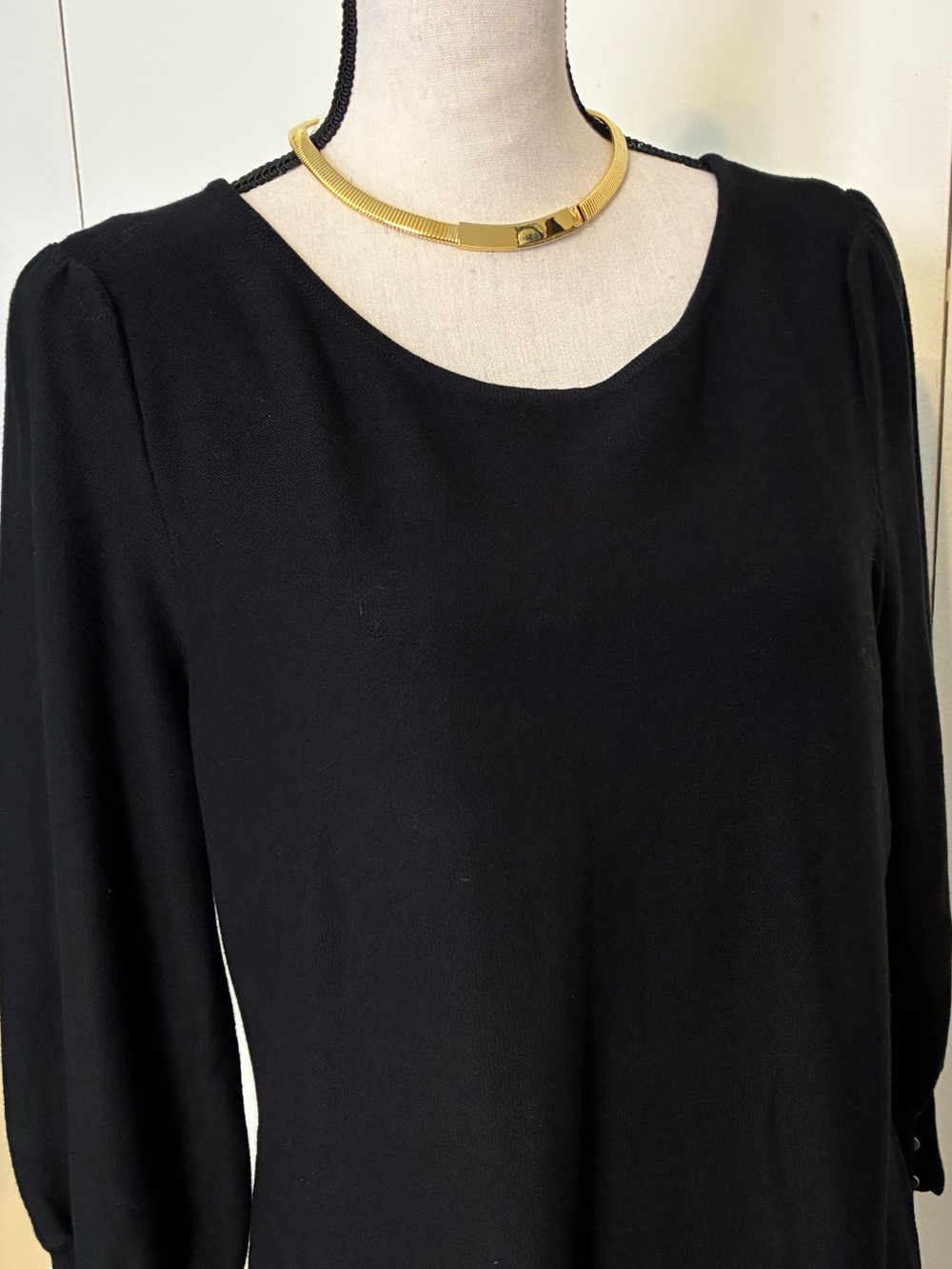 Talbots Black Long-Sleeve Scoop Neck Sheath Dress